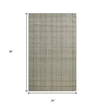 2' X 3' Brown And Gray Wool Plaid Hand Tufted Area Rug