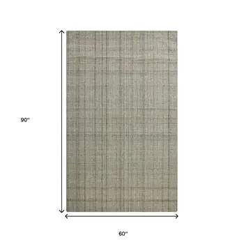 5' X 7' Brown And Gray Wool Plaid Hand Tufted Area Rug