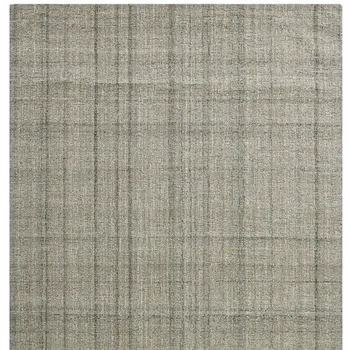 5' X 7' Brown And Gray Wool Plaid Hand Tufted Area Rug