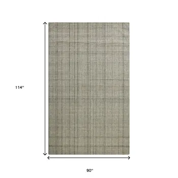 8' X 10' Brown And Gray Wool Plaid Hand Tufted Area Rug