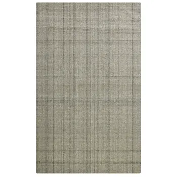 8' X 10' Brown And Gray Wool Plaid Hand Tufted Area Rug
