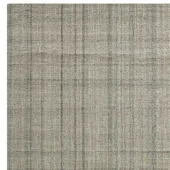 9' X 12' Brown And Gray Wool Plaid Hand Tufted Area Rug