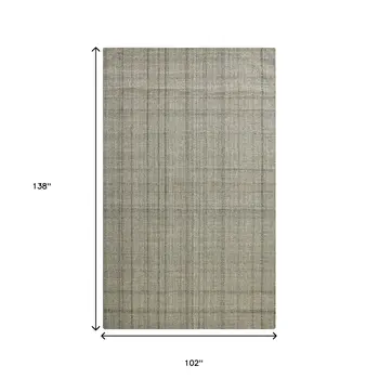 9' X 12' Brown And Gray Wool Plaid Hand Tufted Area Rug
