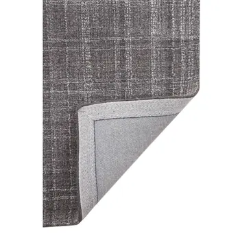 8' X 10' Graphite And Ivory Wool Plaid Hand Tufted Area Rug