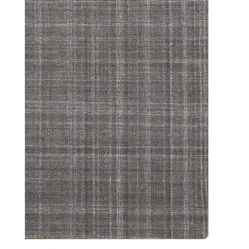 9' X 12' Graphite And Ivory Wool Plaid Hand Tufted Area Rug