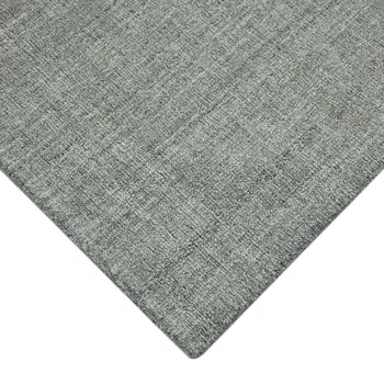 9' X 12' Gray Blue And Ivory Wool Plaid Hand Tufted Area Rug