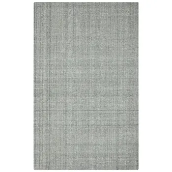9' X 12' Gray Blue And Ivory Wool Plaid Hand Tufted Area Rug