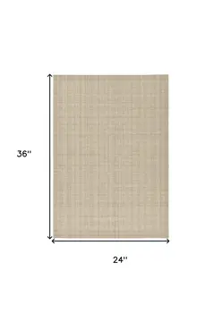 2' X 3' Champagne And Brown Wool Plaid Hand Tufted Area Rug