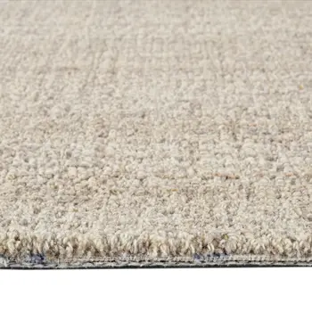 5' X 7' Champagne And Brown Wool Plaid Hand Tufted Area Rug