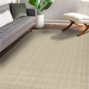 5' X 7' Champagne And Brown Wool Plaid Hand Tufted Area Rug