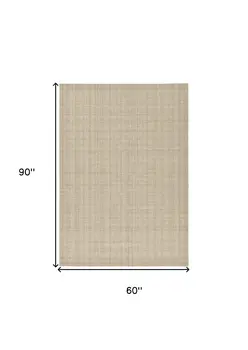 5' X 7' Champagne And Brown Wool Plaid Hand Tufted Area Rug