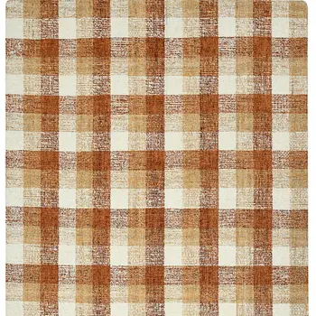 2' X 3' Orange Beige And Brick Red Wool Plaid Hand Tufted Area Rug
