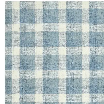 2' X 3' Blue And Ivory Wool Plaid Hand Tufted Area Rug
