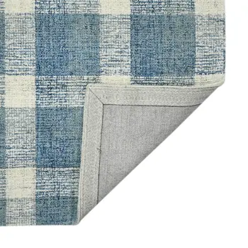 4' X 6' Blue And Ivory Wool Plaid Hand Tufted Area Rug