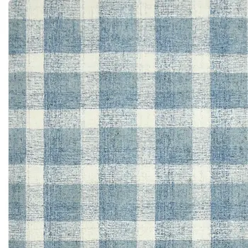 5' X 7' Blue And Ivory Wool Plaid Hand Tufted Area Rug