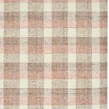 4' X 6' Pink And Ivory Wool Plaid Hand Tufted Area Rug