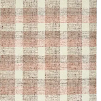5' X 7' Pink And Ivory Wool Plaid Hand Tufted Area Rug