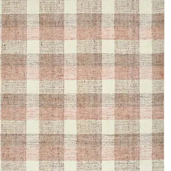 9' X 13' Pink And Ivory Wool Plaid Hand Tufted Area Rug