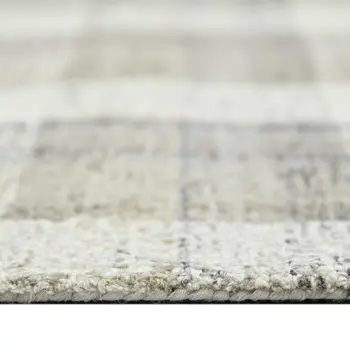2' X 3' Gray And Ivory Wool Plaid Hand Tufted Area Rug