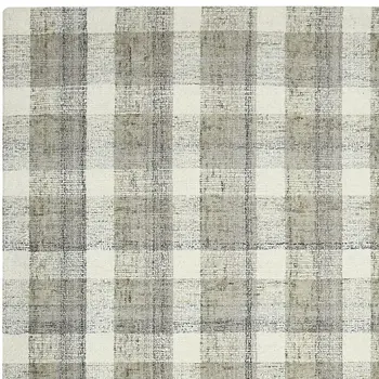 5' X 7' Gray And Ivory Wool Plaid Hand Tufted Area Rug