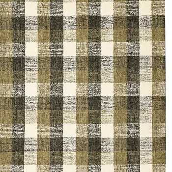 2' X 3' Charcoal Khaki And Ivory Wool Plaid Hand Tufted Area Rug