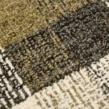 5' X 7' Charcoal Khaki And Ivory Wool Plaid Hand Tufted Area Rug