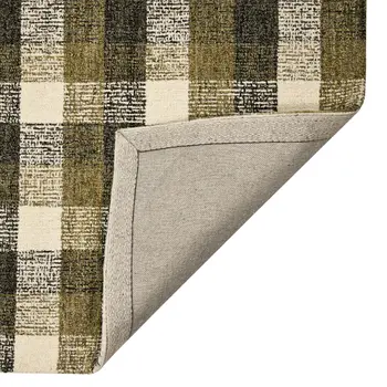 5' X 7' Charcoal Khaki And Ivory Wool Plaid Hand Tufted Area Rug