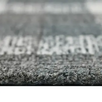 8' X 10' Dark Gray And Ivory Wool Plaid Hand Tufted Area Rug