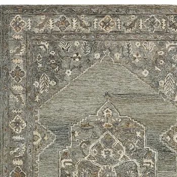 2' X 3' Ivory Brown And Gray Wool Oriental Hand Tufted Area Rug