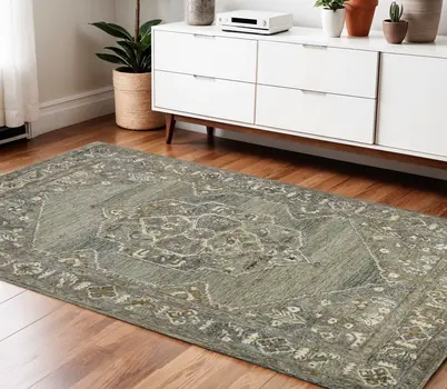4' X 6' Ivory Brown And Gray Wool Oriental Hand Tufted Area Rug