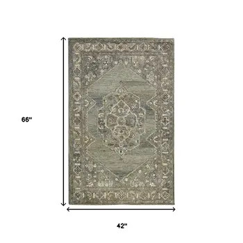 4' X 6' Ivory Brown And Gray Wool Oriental Hand Tufted Area Rug