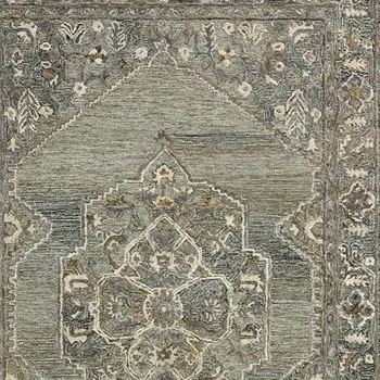 5' X 7' Ivory Brown And Gray Wool Oriental Hand Tufted Area Rug
