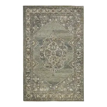 8' X 10' Ivory Brown And Gray Wool Oriental Hand Tufted Area Rug