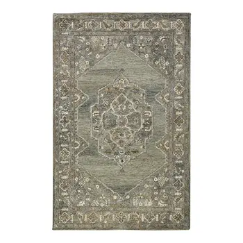 8' X 10' Ivory Brown And Gray Wool Oriental Hand Tufted Area Rug