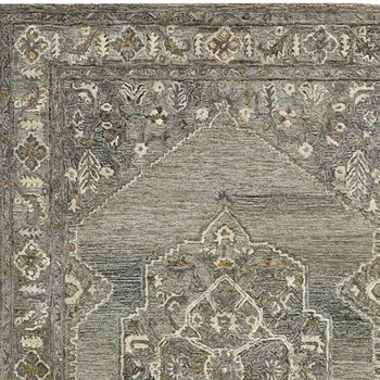8' X 10' Ivory Brown And Gray Wool Oriental Hand Tufted Area Rug