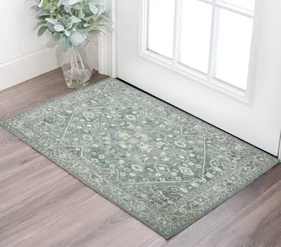 2' X 3' Sky Blue Gray And Ivory Wool Oriental Hand Tufted Area Rug