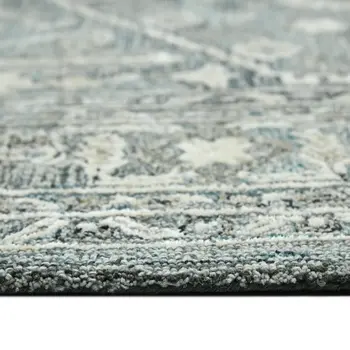5' X 7' Sky Blue Gray And Ivory Wool Oriental Hand Tufted Area Rug