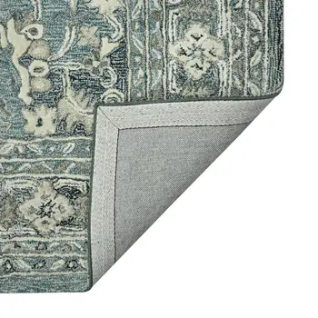 5' X 7' Sky Blue Gray And Ivory Wool Oriental Hand Tufted Area Rug
