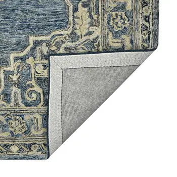 2' X 3' Denim Blue And Ivory Wool Oriental Hand Tufted Area Rug