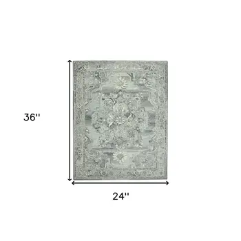 2' X 3' Gray Ivory And Light Blue Wool Oriental Hand Tufted Area Rug