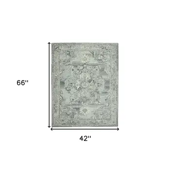 4' X 6' Gray Ivory And Light Blue Wool Oriental Hand Tufted Area Rug