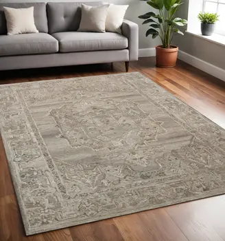 5' X 7' Brown And Beige Wool Oriental Hand Tufted Area Rug
