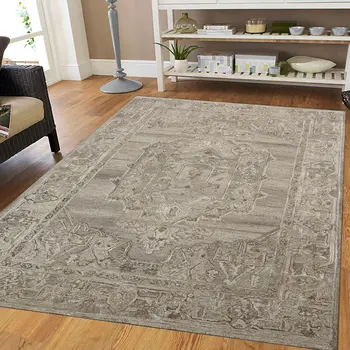 5' X 7' Brown And Beige Wool Oriental Hand Tufted Area Rug