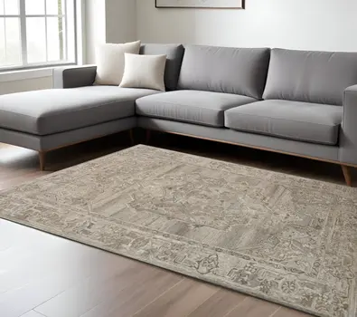 8' X 10' Brown And Beige Wool Oriental Hand Tufted Area Rug