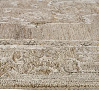 8' X 10' Brown And Beige Wool Oriental Hand Tufted Area Rug
