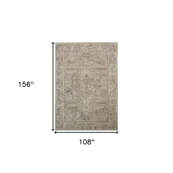 9' X 13' Brown And Beige Wool Oriental Hand Tufted Area Rug
