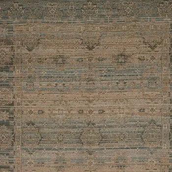 8' X 10' Brown Dark Gray And Dark Turquoise Oriental Hand Woven Area Rug With Fringe