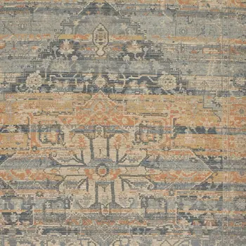 4' X 6' Orange Beige And Gray Oriental Hand Woven Area Rug With Fringe