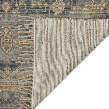 8' X 10' Orange Beige And Gray Oriental Hand Woven Area Rug With Fringe