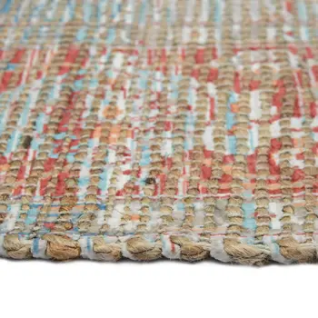 5' X 7' Blue Brick Red And Ivory Oriental Hand Woven Area Rug With Fringe